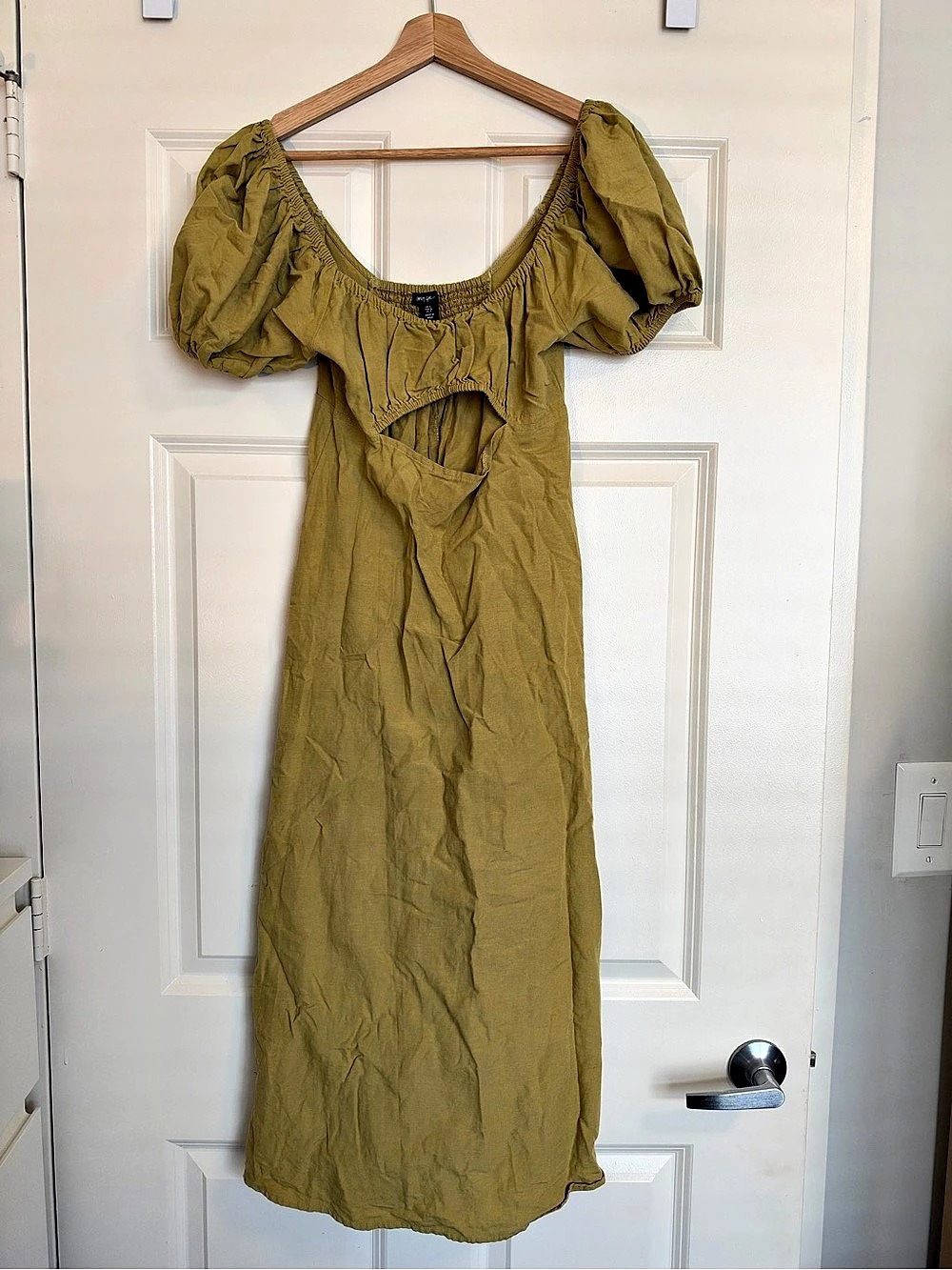Nasty Gal Puff Sleeve Dress in Light Green US 4